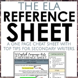 The English Language Arts Reference Sheet for Secondary EL