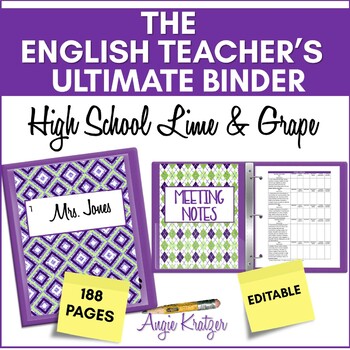 Preview of The English Teacher's Ultimate Binder - High School Lime & Grape