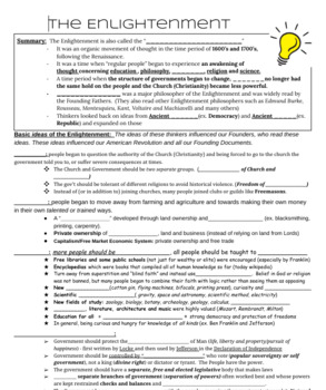 Preview of The Enlightenment Outline Summary Notes, KEY included, bonus graphic organizer