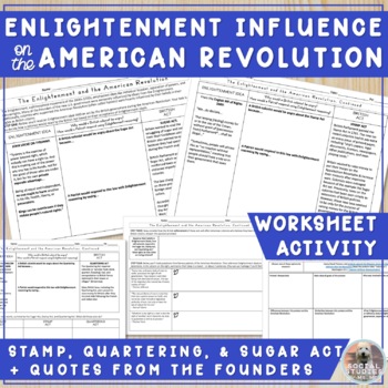 Preview of Enlightenment Influence on the American Revolution Worksheet