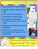 The Enormous Watermelon Nursery Rhyme Beginning of the Year Unit