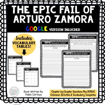 Preview of The Epic Fail of Arturo Zamora - Novel Study  - GOOGLE VERSION & PDF INCLUDED
