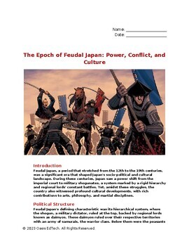 Preview of The Epoch of Feudal Japan: Power, Conflict, and Culture Worksheet
