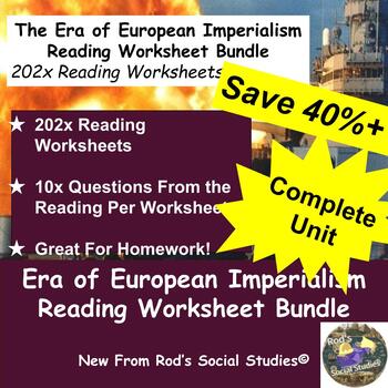 Preview of The Era of European Imperialism Unit Reading Worksheet Bundle **Editable*