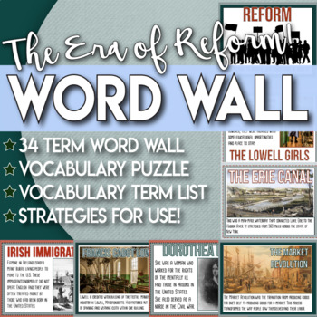 Preview of The Era of Reform Word Wall Vocabulary Puzzle