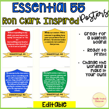 Preview of The Essential 55 Posters Ron Clark house system crests editable