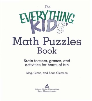 The Everything Kids' Math Puzzles Book by james peres | TpT