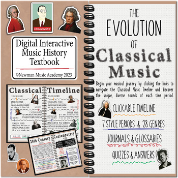 Preview of The Evolution of Classical Music: Music History Textbook (PDF/SLIDES BUNDLE)