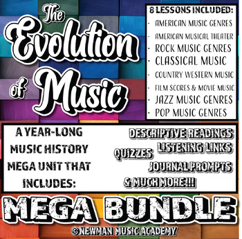 Preview of The Evolution of Music: YEAR-LONG MUSIC HISTORY MEGA BUNDLE {Google Slides}