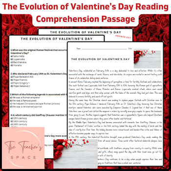 Preview of The Evolution of Valentine's Day Reading Comprehension Passage