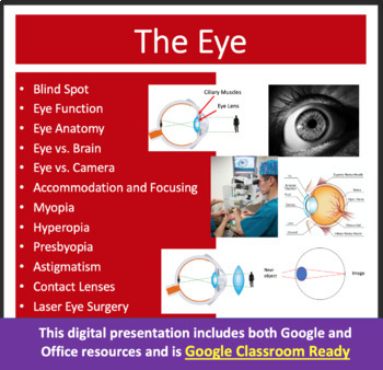 Preview of The Eye Lesson - Optics - Google Slides and Distance Learning