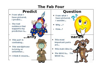 Preview of The Fab Four- Reciprocal Teaching Comprehension Strategies