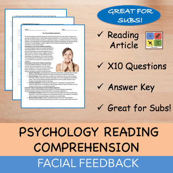 Preview of The Facial Feedback Hypothesis - Psychology Reading Passage - 100% EDITABLE