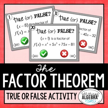 Preview of The Factor Theorem | True or False Activity