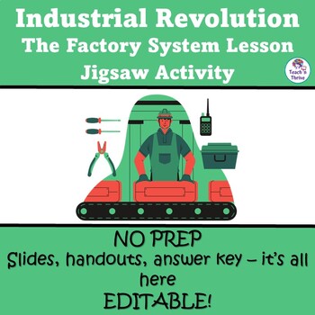Preview of The Factory System & the Industrial Revolution Jigsaw Lesson, Editable