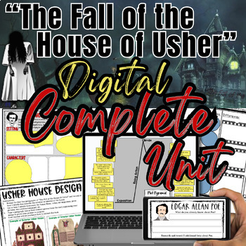 Preview of The Fall of the House of Usher Digital Unit -Interactive Activities, Vocab, Test