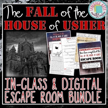 Preview of The Fall of the House of Usher Escape Room Bundle - In-Class and Digital