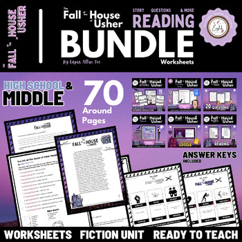 Preview of The Fall of the House of Usher by Edgar Allan Poe Bundle Worksheets