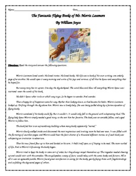 Preview of The Fantastic Flying Books of Mr. Morris Lessmore - Comprehension Questions