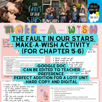 Preview of The Fault In Our Stars: Make-A-Wish Activity