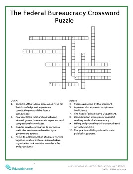 Preview of The Federal Bureaucracy Crossword Puzzle!