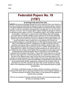 Preview of The Federalist Papers No. 10