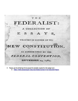 Preview of The Federalist Papers (Webquest)