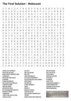 the final solution holocaust nazi germany word search