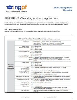 Preview of The Fine Print: Checking Account Agreement