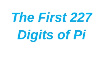 Preview of The First 227 Digits of Pi