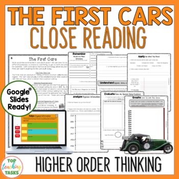 Preview of The First Cars Reading Comprehension Passages and Questions