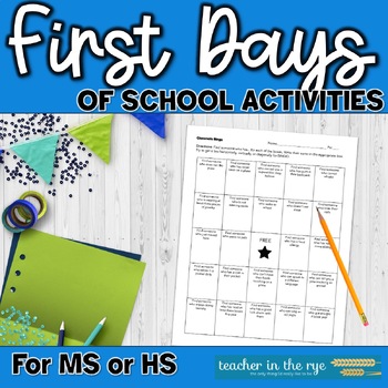 Preview of The First Days of School Activities for Middle or High School Students