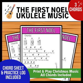 Preview of The First Noel Ukulele Lead Sheet → Print & Play Music | 3 Chord Christmas Song
