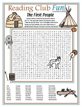 the first people native americans word search puzzle by reading club fun