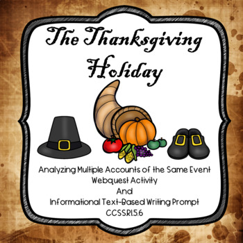 Preview of The Thanksgiving Holiday Analyzing Multiple Accounts of the Same Event Webquest