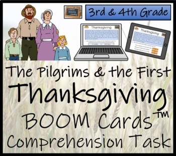 Preview of The First Thanksgiving BOOM Cards™ Comprehension Activity 3rd Grade & 4th Grade