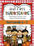The First Thanksgiving: CCSS Aligned Leveled Reading Passa