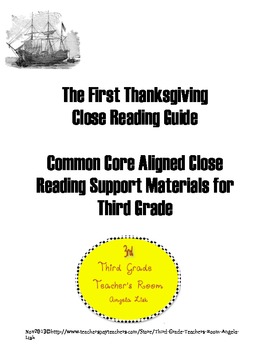 Preview of The First Thanksgiving Common Core Aligned Close Reading Guide & Activities