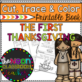 Preview of "The First Thanksgiving" Cut, Trace and Color Printable Book