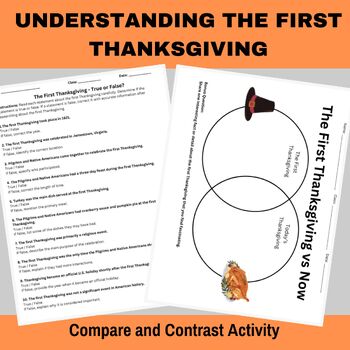 Preview of The First Thanksgiving - Historical Reading Passage and Comparative Venn Diagram