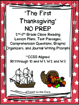 Preview of The First Thanksgiving NO PREP Close Reading Lesson Plans **CCSS Aligned