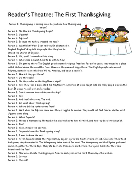 The First Thanksgiving Reader S Theatre By 3rd S A Charm Tpt