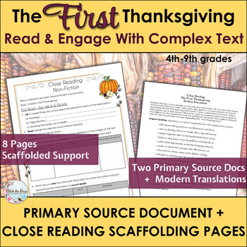 Preview of The First Thanksgiving | Primary Source | Reading Complex Text Lesson