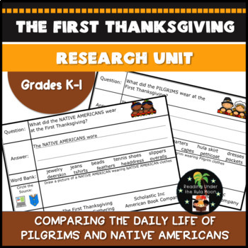 Preview of The First Thanksgiving Research Unit - Pilgrims and Native Americans - Print
