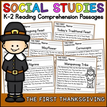 Preview of The First Thanksgiving Social Studies Reading Comprehension Passages K-2