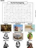 The First Thanksgiving Activity: Word Search Worksheet