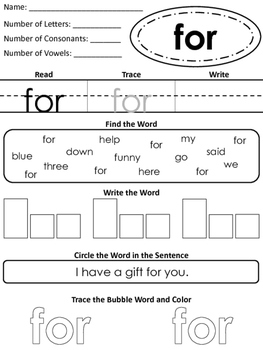 The First and Second Hundred Fry Words Sight Word Worksheets Bundle