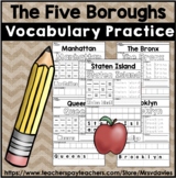 The Five Boroughs of NYC Vocabulary Practice Pages