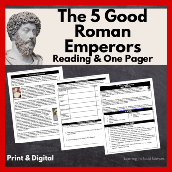 Preview of The Five Good Emperors Reading and One Pager Project: Print & Digital