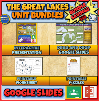 Preview of The Five Great Lakes Unit Bundle: Presentation|Drag & Drop|Puzzles|Worksheets